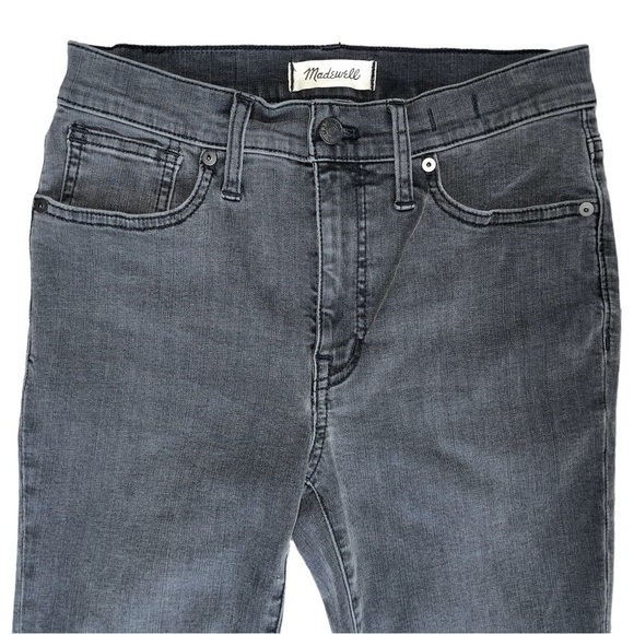 Madewell 9” Mid Rise Skinny Jeans Black Sea Distressed Knee | Size 27 - Picture 6 of 13